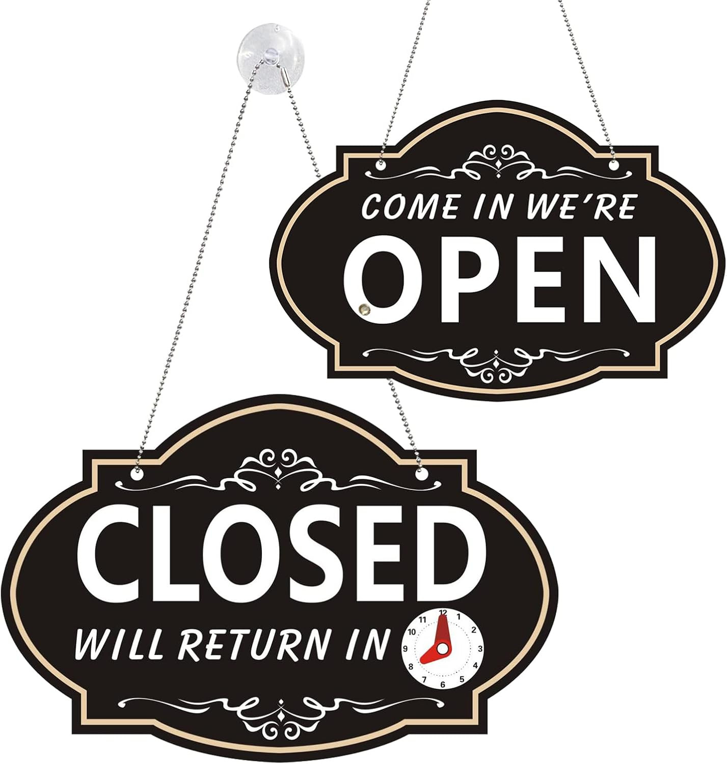 Open Sign, 11 . 6 " X 7 . 7 " Open Signs for Business, Double Sides with “Will Return” image