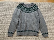 NWT Janie And Jack Holiday Sweater Boys 10 Grey Green Festive