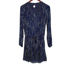 Gap Long Sleeve Navy Blue Print Dress Size XS