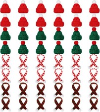 Mini Knit Hat and Scarf Set 48 PCS Tiny Santa Hats for Crafts Ornaments Red