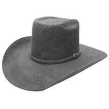 Sombrero de Vaquero Texana Cuernos Chuecos 10X Estilo Vakera Grizzly Fieltro de Piel - Gris