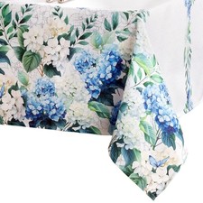 Threadmade Hydrangea Bloom Floral Double Border Tablecloth, Multicolor - 60" ...