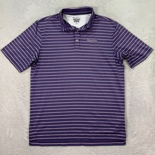 Straight Down Performance Golf Polo Shirt Mens Large Navy Pink Stripe Casual EUC
