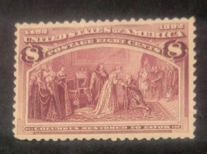 1893 U.S. MH Scott #236 Magenta 8 Cent Columbus Restored to Favor Stamp