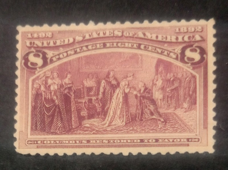 1893 U.S. MH Scott #236 Magenta 8 Cent Columbus Restored to Favor Stamp