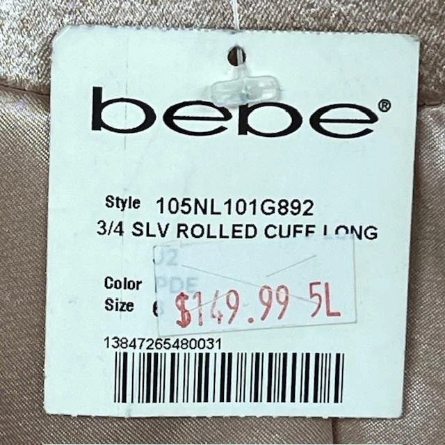 Bebe Blazer Mujer 6 Rosa Satinado Metálico Longline Chaqueta Botón Único - NUEVO Foto 3 de 4