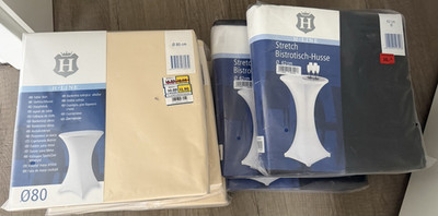 H-LINE 6 X Stretch Bistrotisch-Husse rund 80 cm, 62 cm beige und schwarz