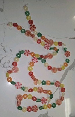 Vtg Candy Blow Mold Christmas Tree Garland PEPPERMINT Gum Drop 8 Feet