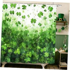 St. Patrick's Day Shower Curtain,Green Shamrock Clover Shower
