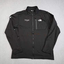 North Face Jacket Mens Large Full Zip Softshell Black Embroidered TPgM Chest