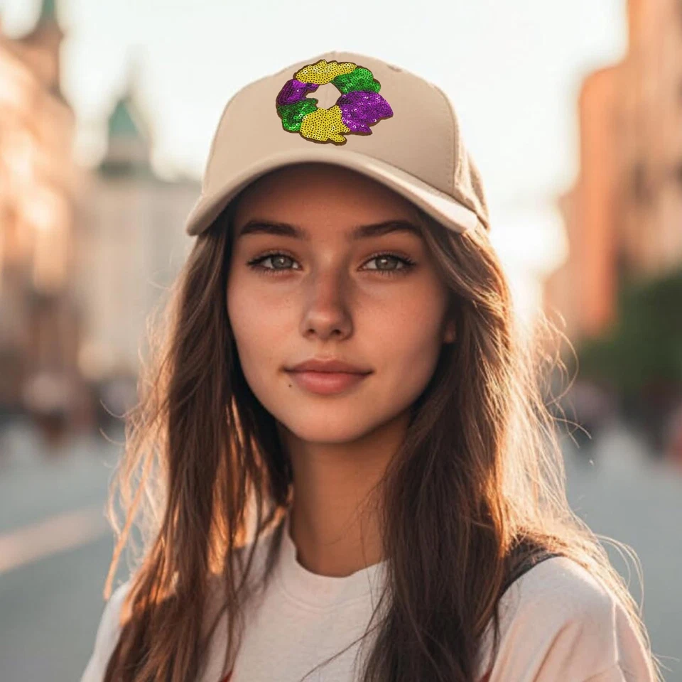 3 PCS Mardi Gras King Cake Sequins Iron-On Patches Appliques for Clothing - Image 2 of 4