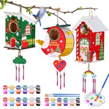 3 Pack Bird Houses Kits for Kids, Wooden Painting Arts and Crafts for Kids Ag...