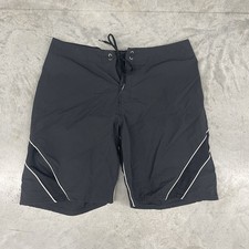 Vintage Nike Shorts Mens 34 Black Y2K Swoosh Beach Board Swim Trunks