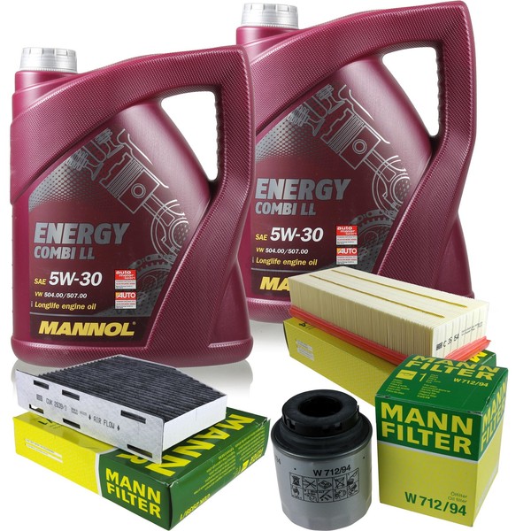 MANN-FILTER Inspektionspaket 10L Mannol Energy Combi Ll 5W-30 FüR Vw Touran 1.4-image