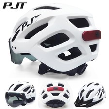 Casco Bici Adulto Visiera Solare Occhiali LED Fanale Posteriore Ricaricabile MTB Ciclismo Equitazione