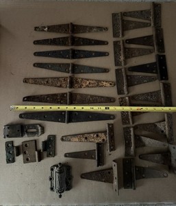 Lot Rusty Barn Antique Vintage Old Metal Door Hinges Great Patina Salvage