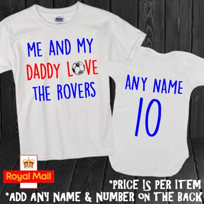 The Rovers Daddy Mummy Grandad Personalised Bodysuit Babygrow Romper Football