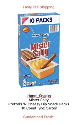 Salty ビスケット Handi-Snacks Mister Salty Pretzels 'N Cheesy Dip Snack Packs, 10ct