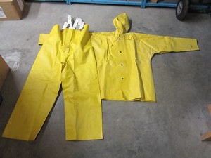 yellow rubber rain jacket