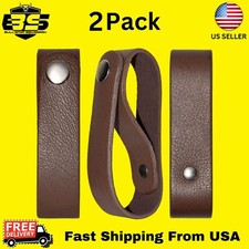 2-Pc Horse Riding Whips Genuine Leather Holster Brown Color Handmade Whip Holder