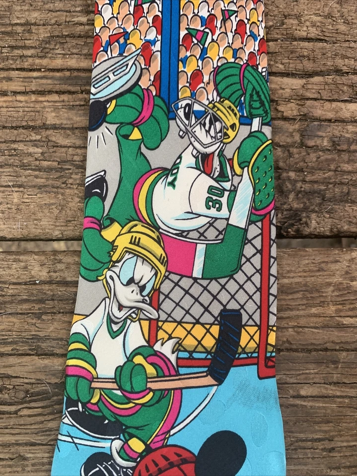 Винтажный хоккейный галстук MICKEY MOUSE INC Disney Goofy Donald Duck ❤️sj7m27 - Изображение 4 из 4