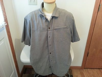 Columbia Vertex gray/brown w/check short sleeve button down shirt - mens large
