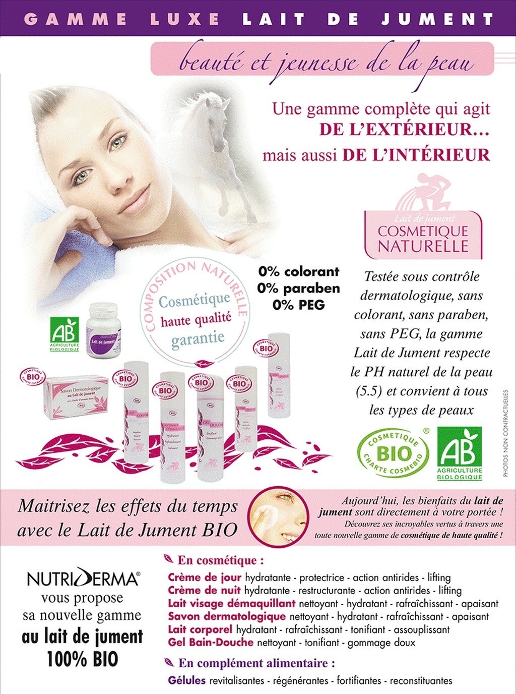 Lait démaquillant BIO au lait de jument anti tiraillement pour soulager la peau sèche