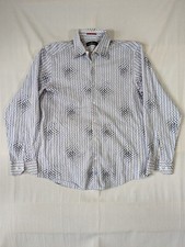 Bugatchi Uomo Shirt Men Large Dress Button Up Long Sleeves Business Office White