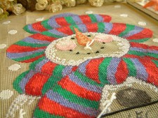 Beautiful Decorated Lovely Snowman Preworked Needlepoint Canvas