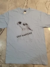 Spit Happens Llama baby blue Shirt unisex Medium C9
