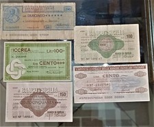 ZZ MINI ASSEGNI ANNI 70 CINQUE PEZZI IN BLOCCO.