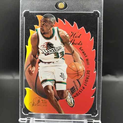 GRANT HILL 1996-97 Flair Showcase Hot Shots Die Cut Insert SSP Perfect Condition