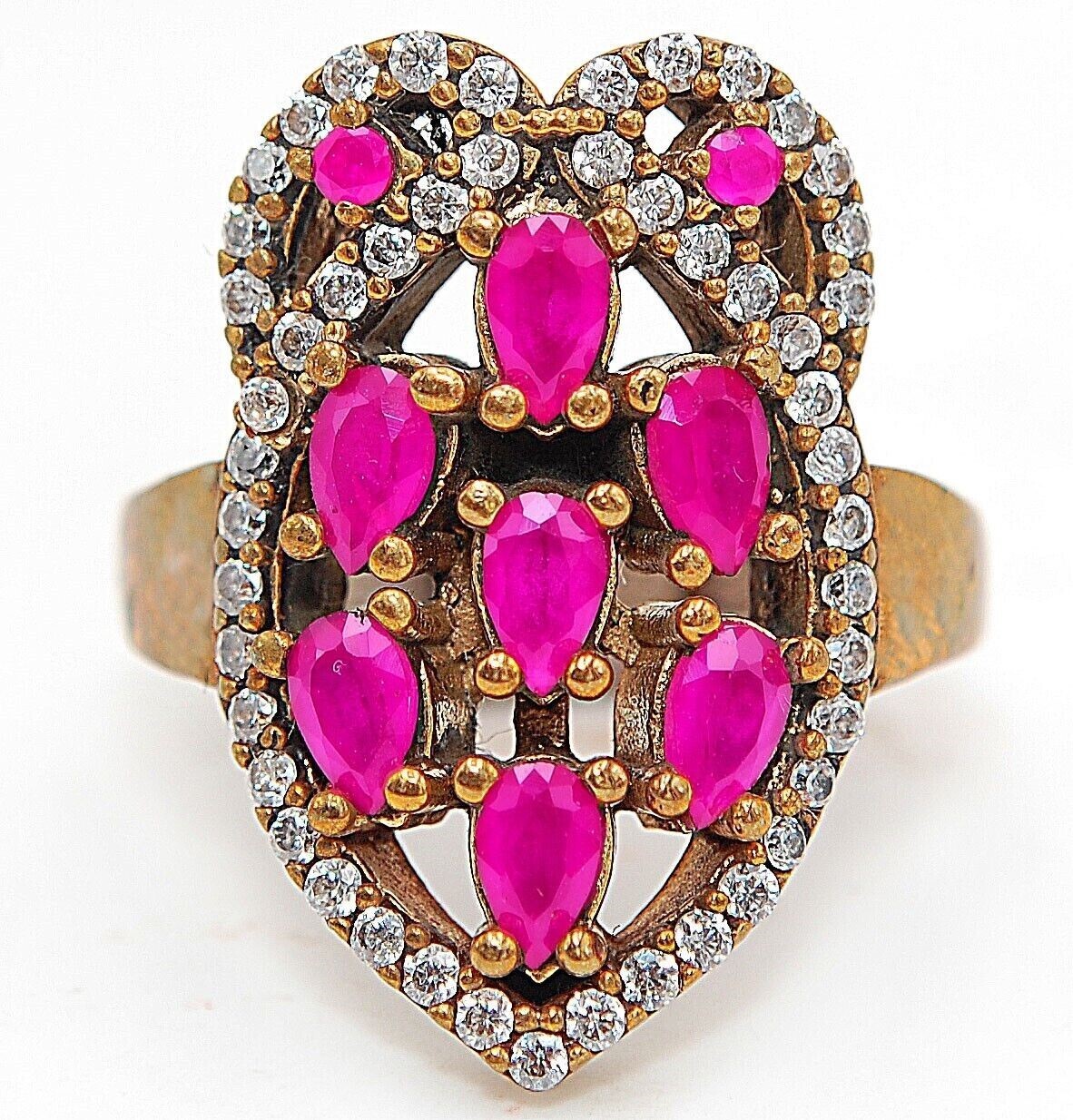 Ottoman Empire Design 2CT Ruby 925 Sterling Silver Ring Size 7.5 HB1-6