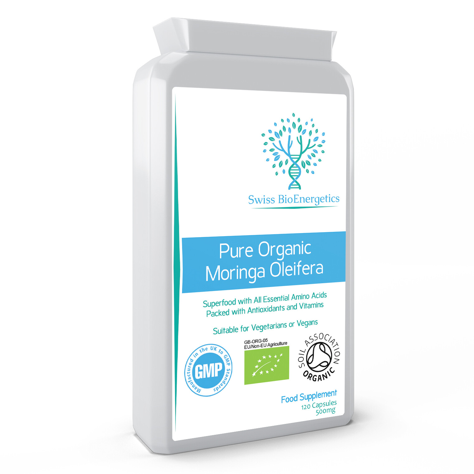 Pure Organic Moringa Oleifera 500mg 120 Capsules - 100% Natural