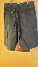 U.S.Polo Assn. men’s solid flat front blue cargo shorts w/raw seams size 40