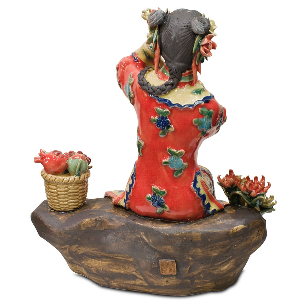 US Seller - Chinese Porcelain Figurine, Shi Wan Lady in Red | eBay