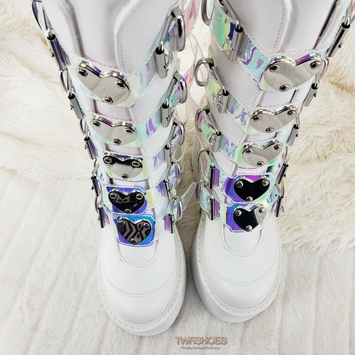 靴 Semantic design white boots emo y2k Cyber Swing 230 White Boot 5.5