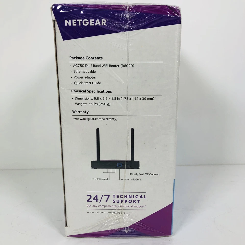 NETGEAR R6020-100NAS 450 Mbps 4 Port Dual Band WiFi Router New Sealed AC750 - Image 2 of 4