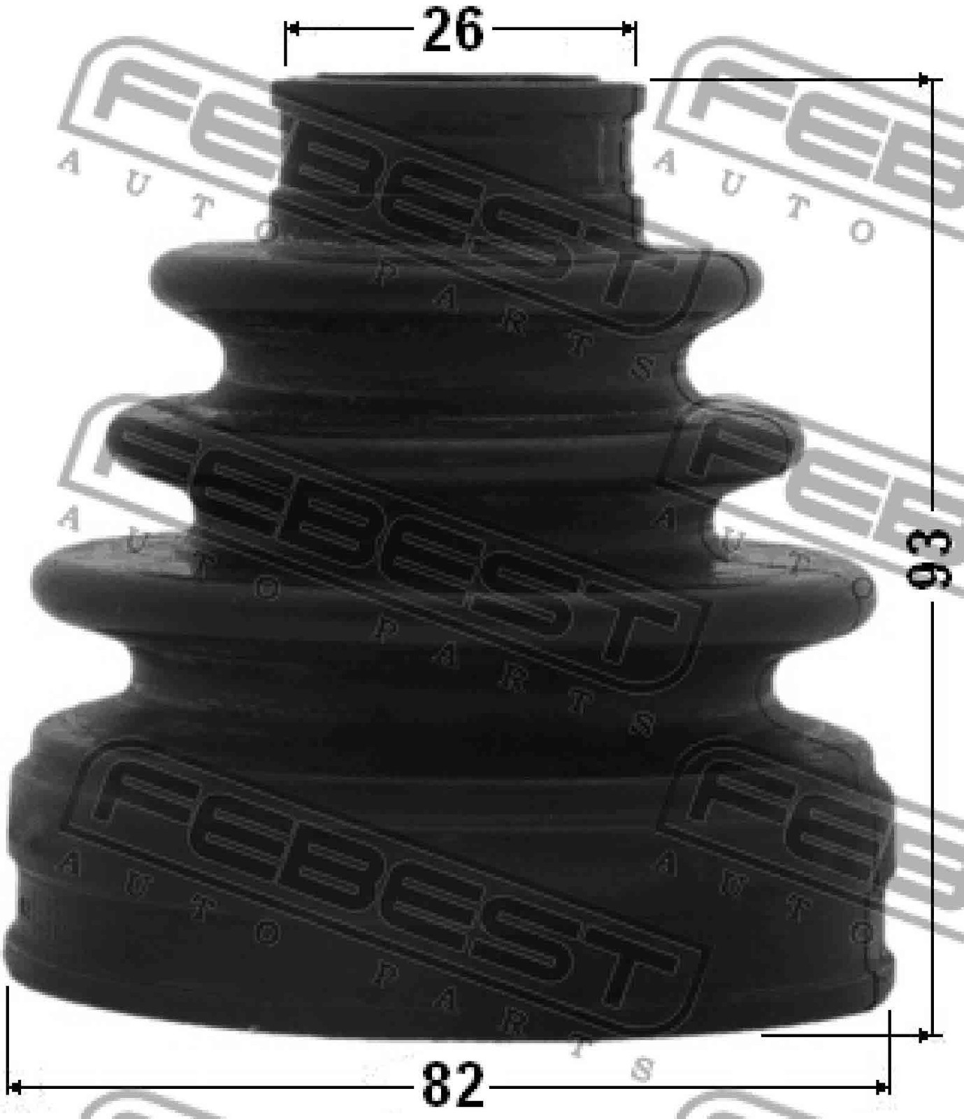 0215 D40 Genuine Febest Boot Inner Cv Joint Kit 82x93x26 39741 EA025