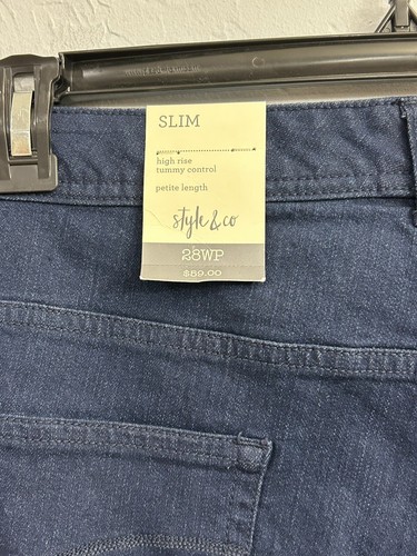 NWT Style & Co Petite Plus Size Slim Leg Women's 28WP Tummy Control Jeans - Picture 10 of 13