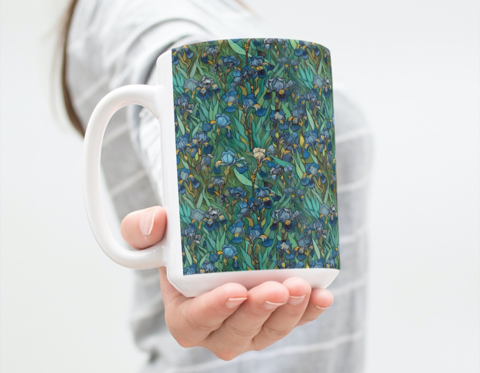 Van Gogh Style Irises Coffee Tea Mug Cup 15 Oz Floral Pattern by Mugzan NEW