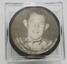 BILL GADSBY DETROIT RED WINGS VINTAGE PHOTO PUCK BILTRITE MFG. MADE In 🇨🇦GEM