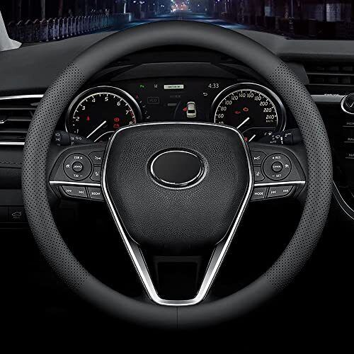 Nappa Premium Leather car Steering Wheel Cover Non-Slip Breathable Universal ...