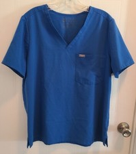 Figs Women's Catarina Short Sleeve V Neck Scrub Top Solid Blue FW1000 Size XL