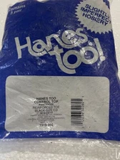 HANES TOO PANTYHOSE CONTROL TOP SLIGHTLY IMPERFECT PKG/3 BLACK SIZE CD