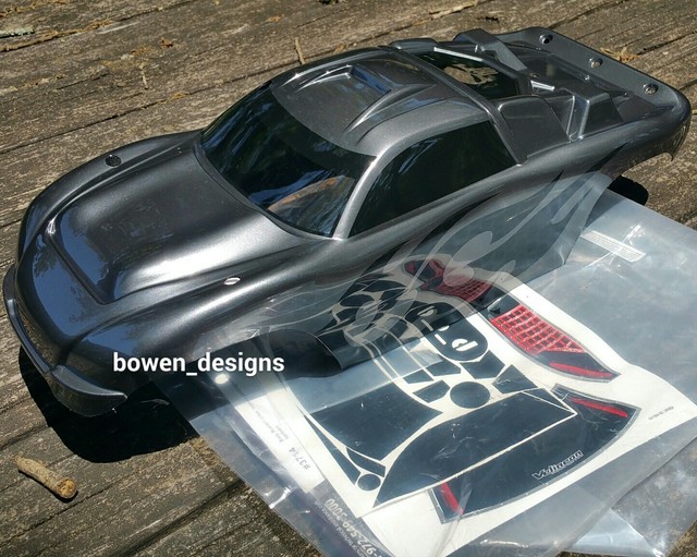 Custom Painted RC Body Rustler VXL XL5 Traxxas Tamiya Gun Metal Black Flame Lid | eBay