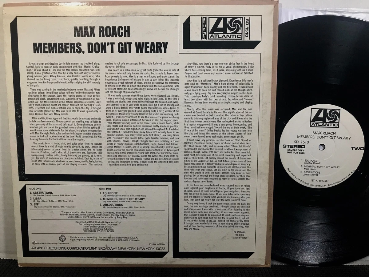 MAX ROACH Members Dont Git Weary LP ATLANTIC SD 1510 MONO PROMO
