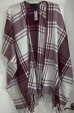 Banana Republic Wrap Kimono Blanket Cashmere Blend Mariana Plaid-Red One Size