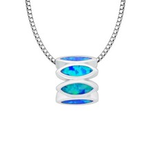 Hawaii Blue Fire Opal Bead Necklace Pendants Silver Filled For Women Girls