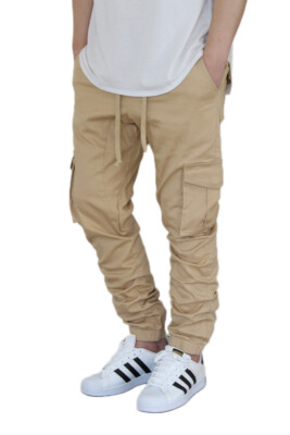 D8 MEN'S KHAKI CARGO TWILL STRETCH JOGGER PANTS (S-3XL) *FAST SHIPPING 
